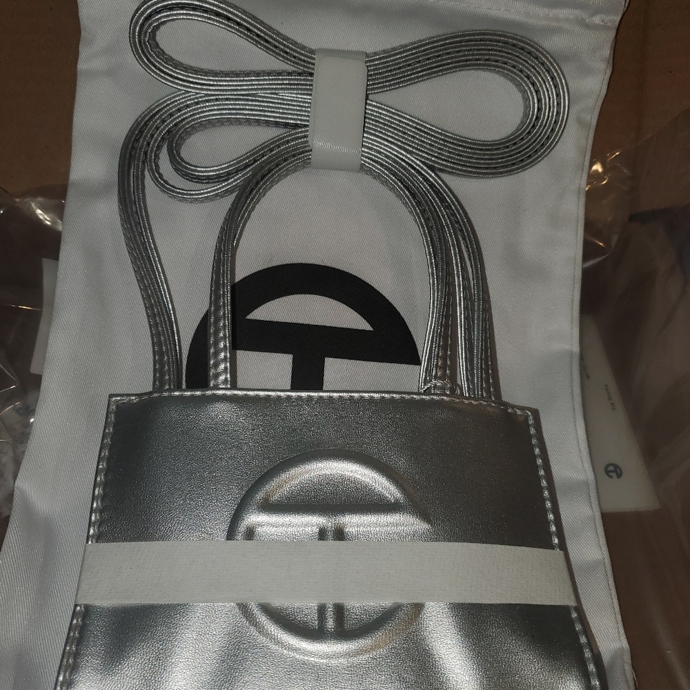 Small sliver telfar shopping bag